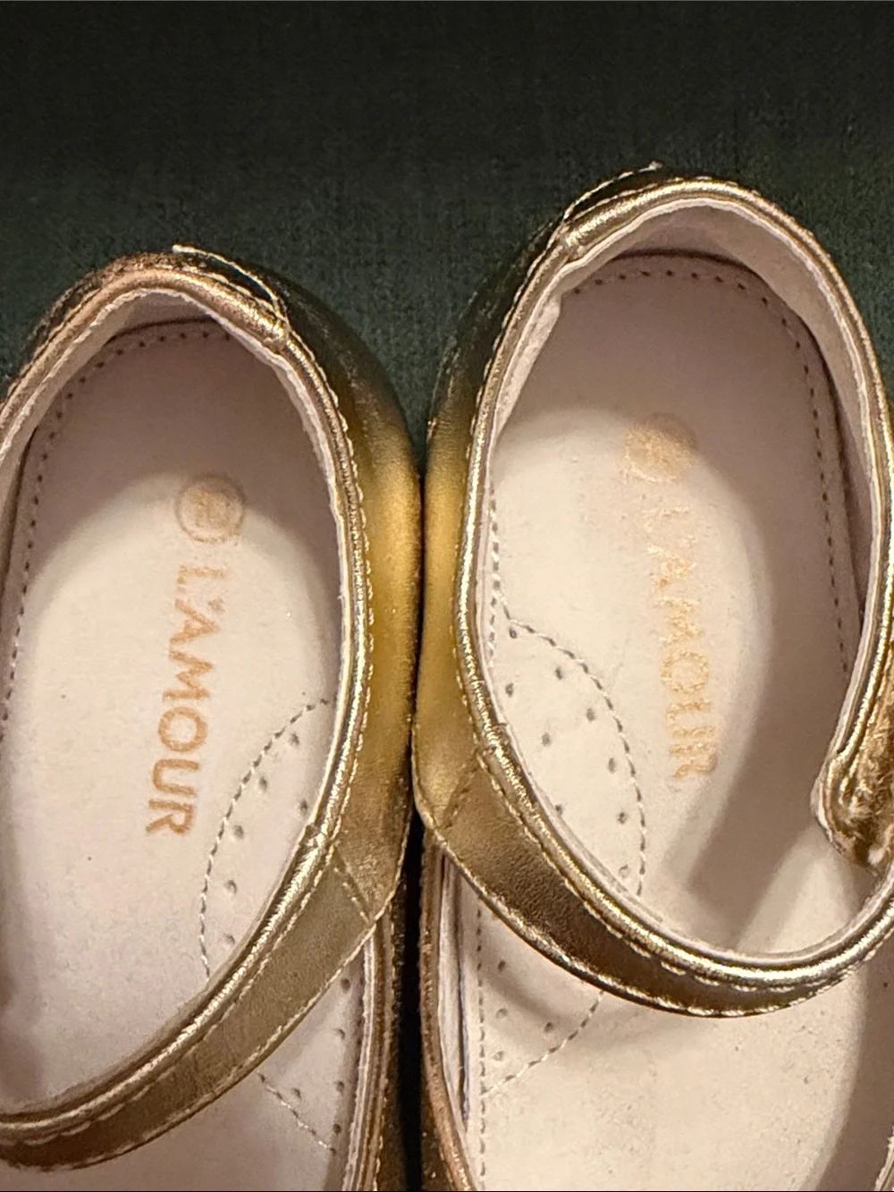 L'Amour Gold Metallic Mary Jane Shoes for Kids